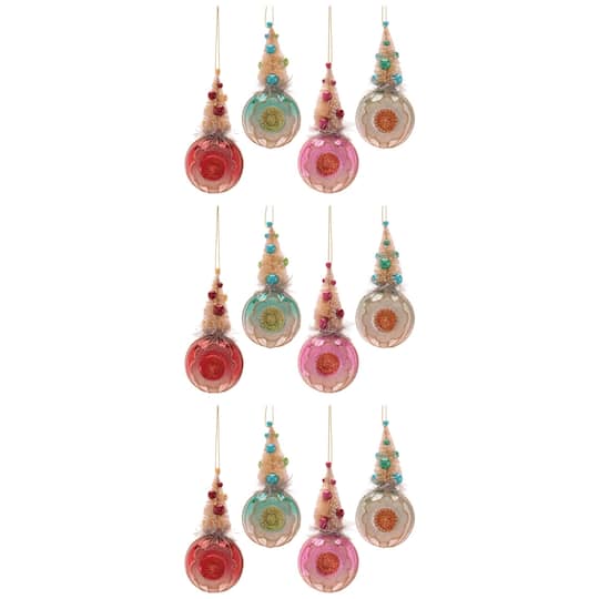 Melrose 5" Vintage Reflector Tree Ornaments, 12ct.